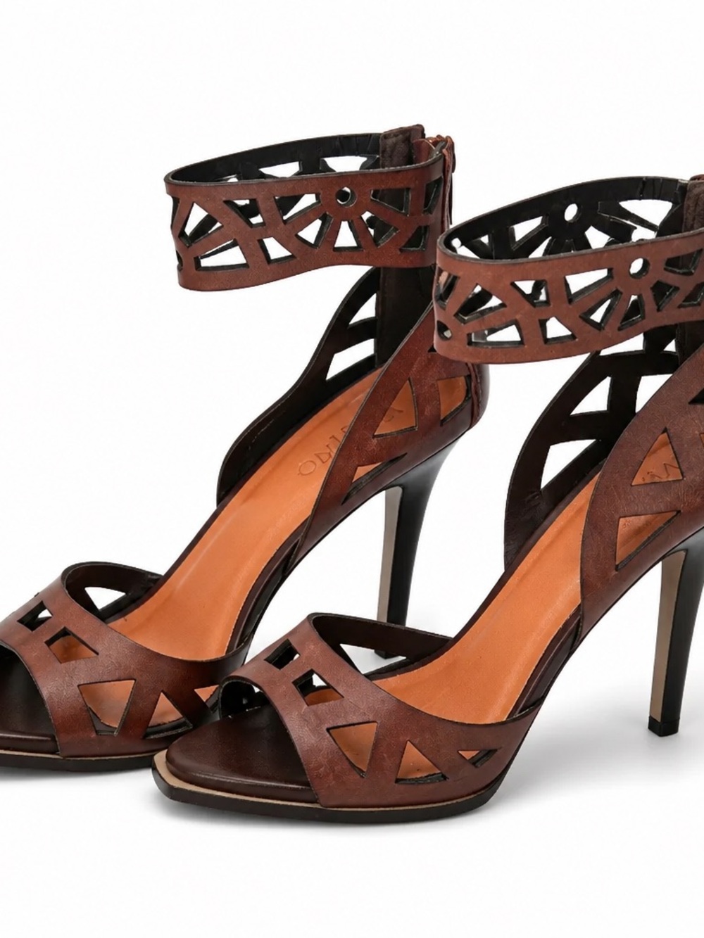 Via Uno Brown Cutout High Heel Sandals – Made in Brazil Size 37 Euro, US 7